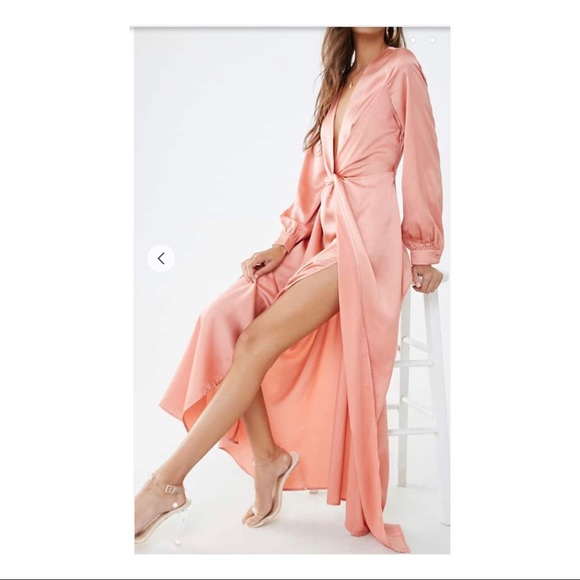 Satin twist front maxi dress - Picture 3 of 3